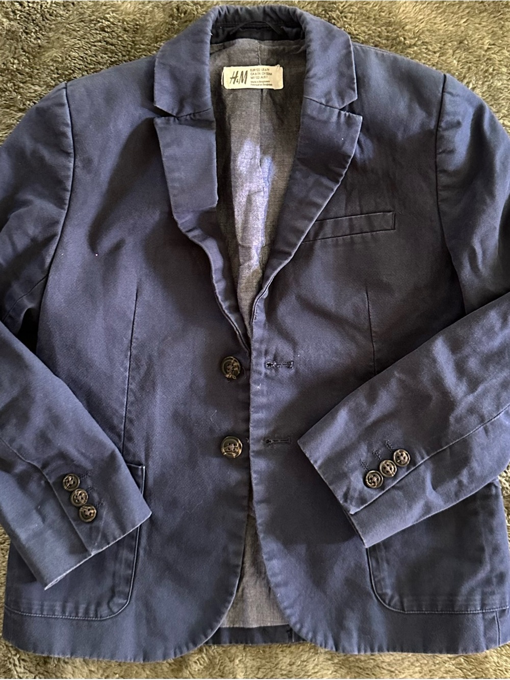 H&M Boys Navy Cotton Shirt Jacket Blazer